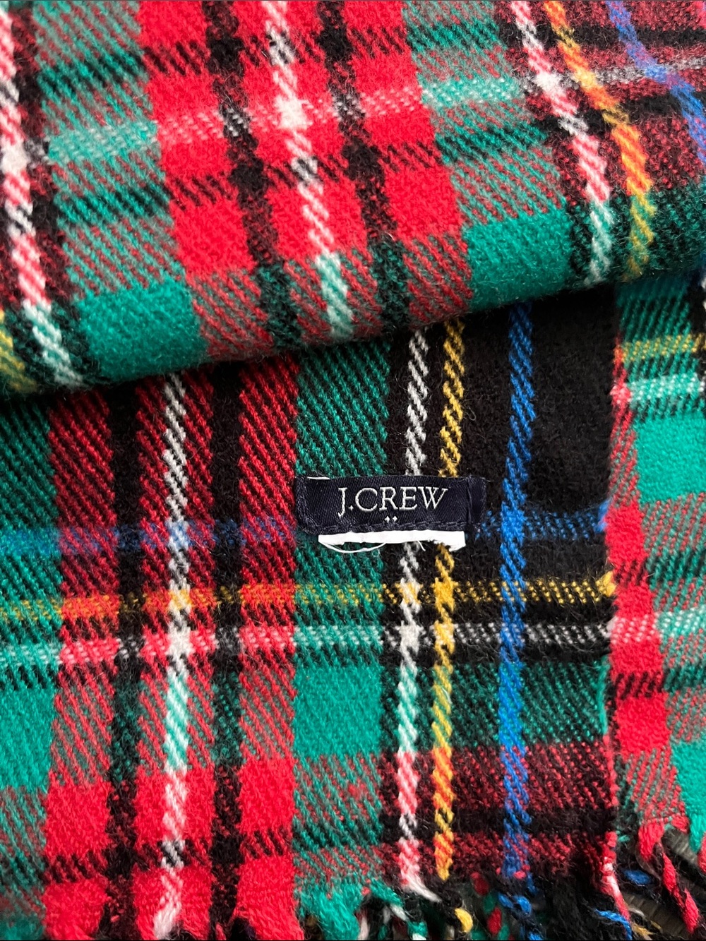 J.Crew Classic Red & Green Plaid Fringe Scarf -